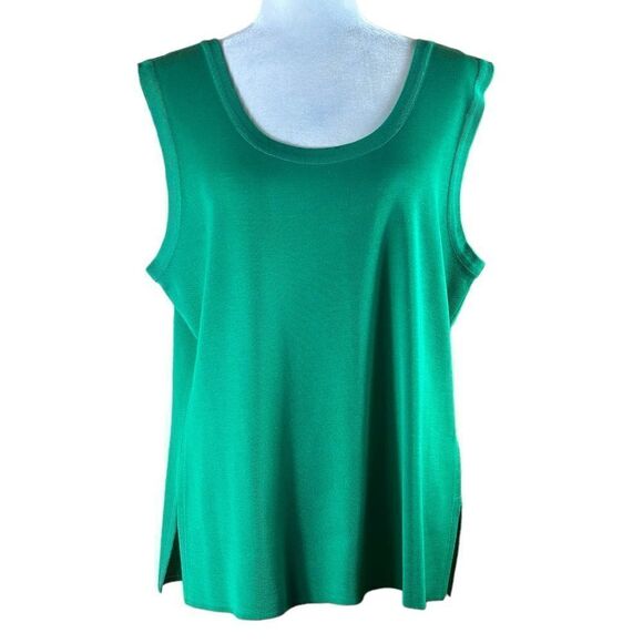 Misook Scoop Neck Sleeveless Green Top Size 0X - Picture 1 of 11